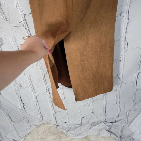 Da Rue of California Womens Camel Suede Tan Maxi Skirt A Line Classy Boho Office - Picture 4 of 6